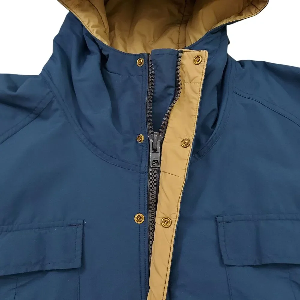 Vintage Woolrich Jacket Large Blue Hooded Full Zip Snap Insulated Nylon Outdoor